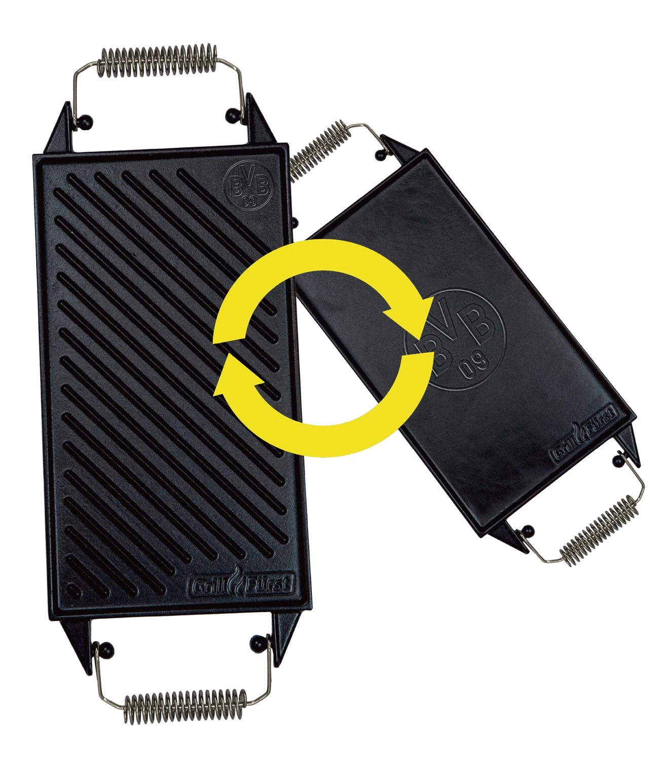 Grillfürst Universal Grillplatte / Wendeplatte Aus Gusseisen 35 X 20 Cm - Borussia Dortmund Edition 1 Grillfürst Universal Grillplatte / Wendeplatte Aus Gusseisen 35 X 20 Cm - Borussia Dortmund Edition