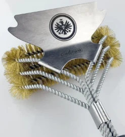 Grillfürst Grillbürste - Eintracht Frankfurt Edition - Messing Für Gusseisen Roste, Mit Breitem 3-fach Bürstenkopf Und Schaber