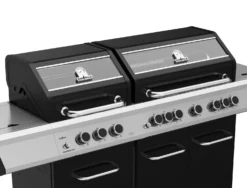 Grillfürst G750G 7-Brenner Doppelkammer - Gasgrill Mit Hochtemperaturbrenner, Seitenkocher, Heckbrenner Und Gusseisen Rosten -Grill Welt Geschäft Grillfuerst G750 Doppelkammer Gasgrill Garraum getrennt