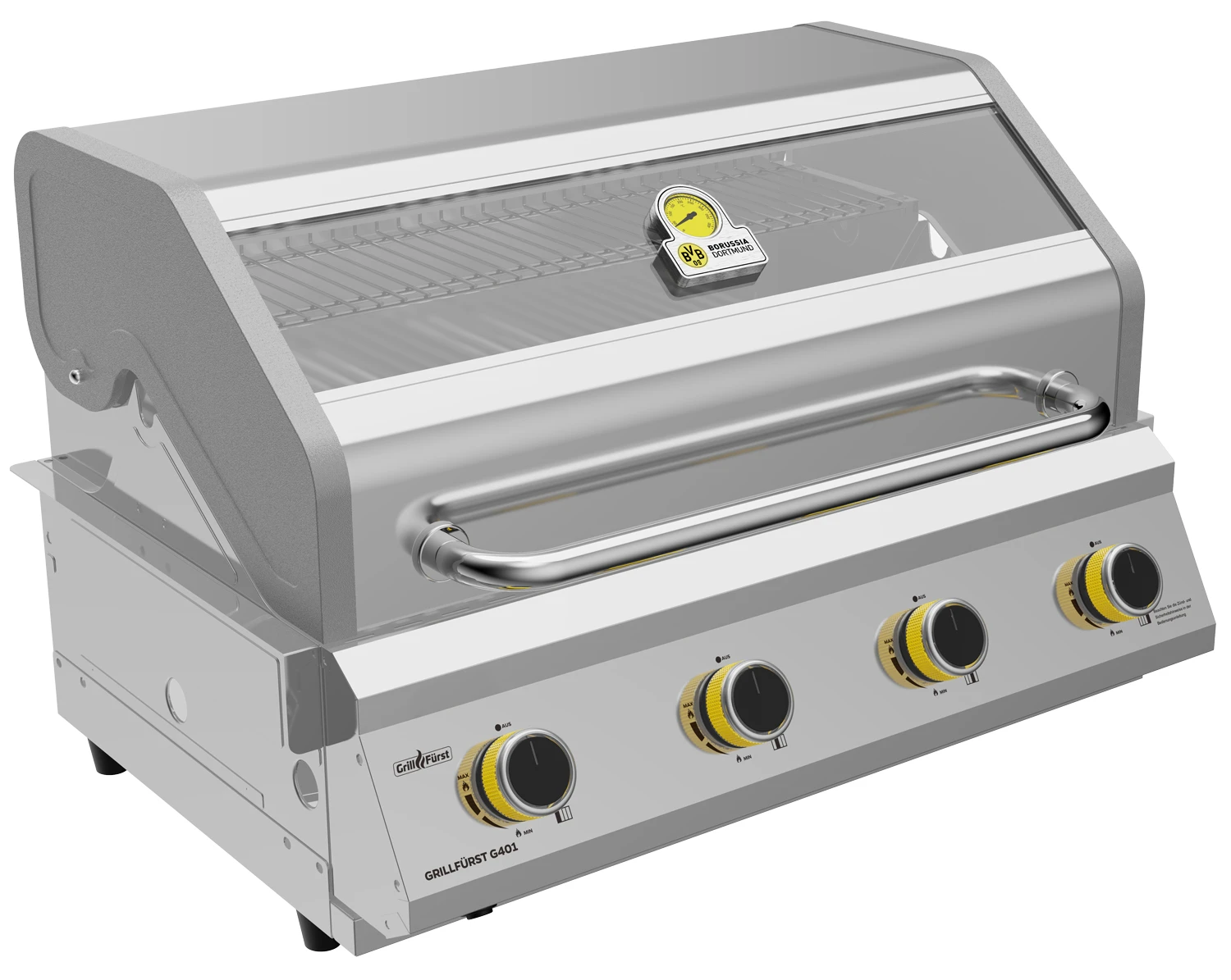 Grillfürst G401G Borussia Dortmund Edition 4-Brenner Edelstahl - Einbaugrill Mit Gusseisen Rosten 2 Grillfürst G401G Borussia Dortmund Edition 4-Brenner Edelstahl - Einbaugrill Mit Gusseisen Rosten - Image 2