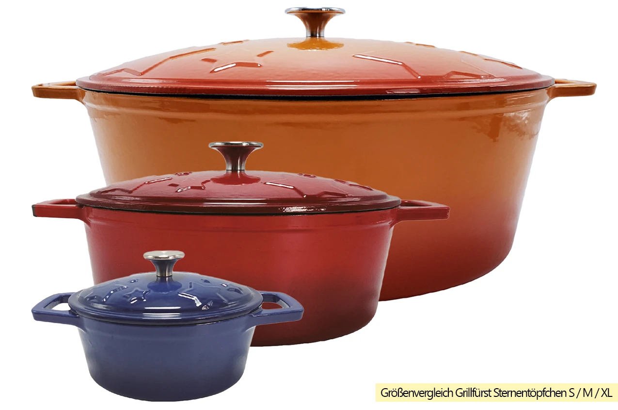 Grillfürst Dutch Oven Sternentöpfchen / Gusseisen Bräter - Emailliert - XL - Blau 7 Grillfürst Dutch Oven Sternentöpfchen / Gusseisen Bräter - Emailliert - XL - Blau - Image 7