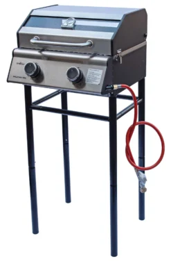Grillfürst G201E 2-Brenner Gasgrill Portabel V2 - Campinggrill / Balkongrill 50mbar - Inkl. Untergestell -Grill Welt Geschäft Grillfuerst Untergestell G201