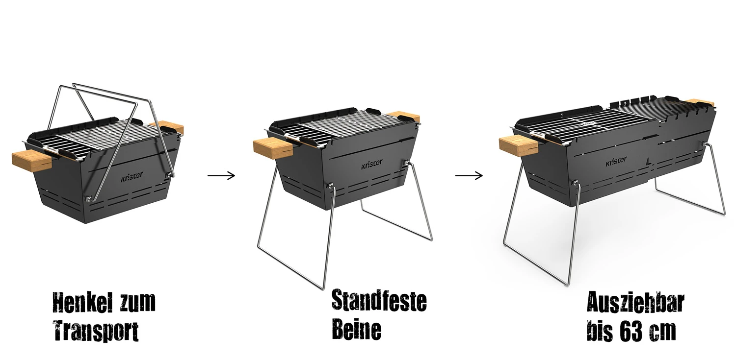 Knister Grill Original - Ausziehbarer Holzkohle Kompaktgrill 4 Knister Grill Original - Ausziehbarer Holzkohle Kompaktgrill - Image 4