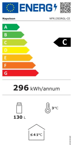 Napoleon Outdoor - Kühlschrank, 135 Liter, Rechtsdrehende Tür Mit Doppelverglasung Und LED Beleuchtung - Wasserdicht Nach IP24 -Grill Welt Geschäft Napoleon Kuehlschrank Energieeffizienz