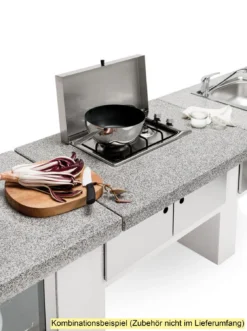 Palazzetti Gartenküche: Modul: 2- Flammige Gaskochstelle Mit Edelstahl Abdeckung, Marmortech Grau