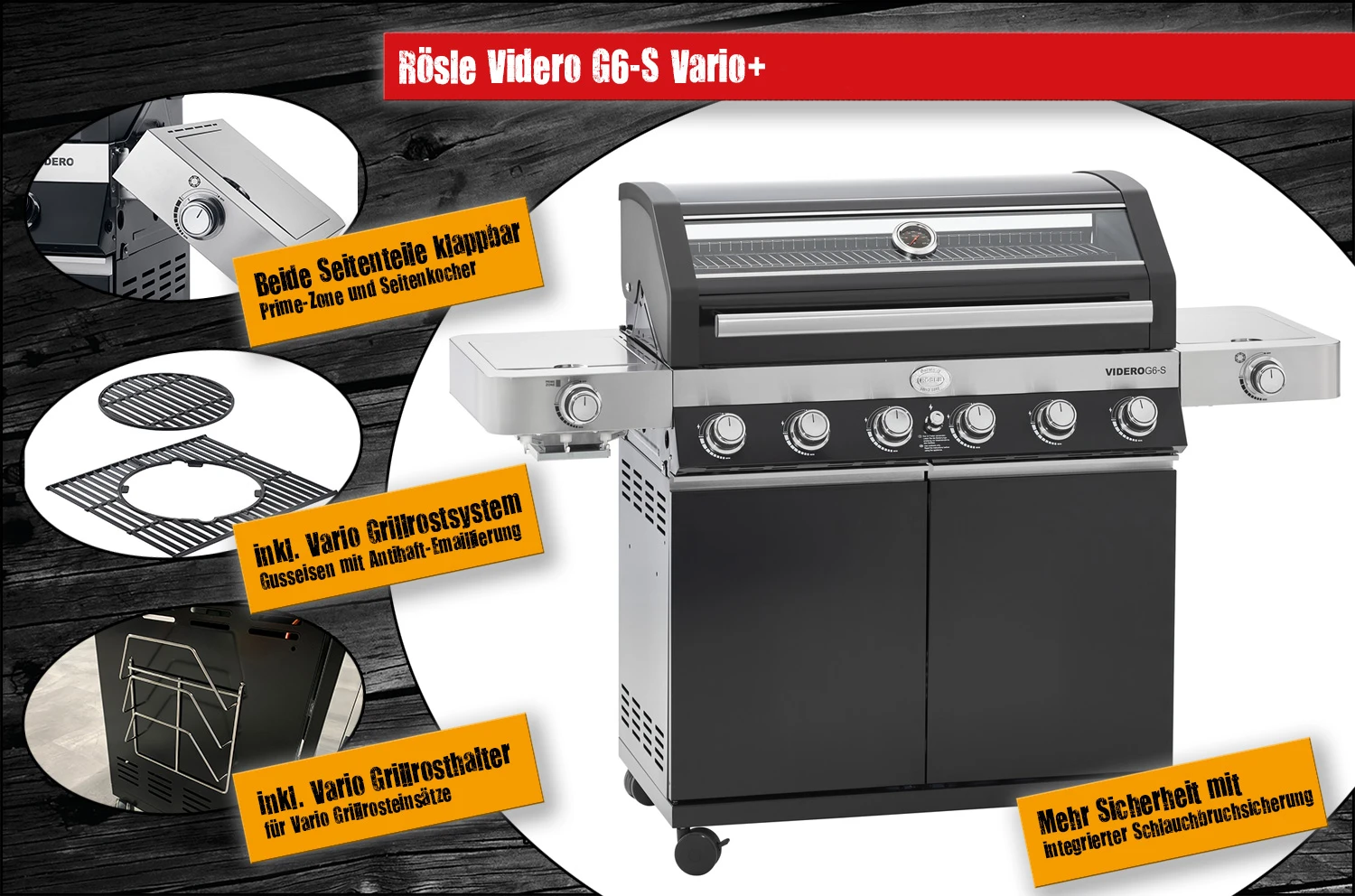 Rösle Gasgrill Videro G6-S VARIO+ Schwarz - Modell 2023 - SMART Deal Inkl. Grillfürst Grill Control + Abdeckhaube Und Grillplatte 5 Rösle Gasgrill Videro G6-S VARIO+ Schwarz - Modell 2023 - SMART Deal Inkl. Grillfürst Grill Control + Abdeckhaube Und Grillplatte - Image 5