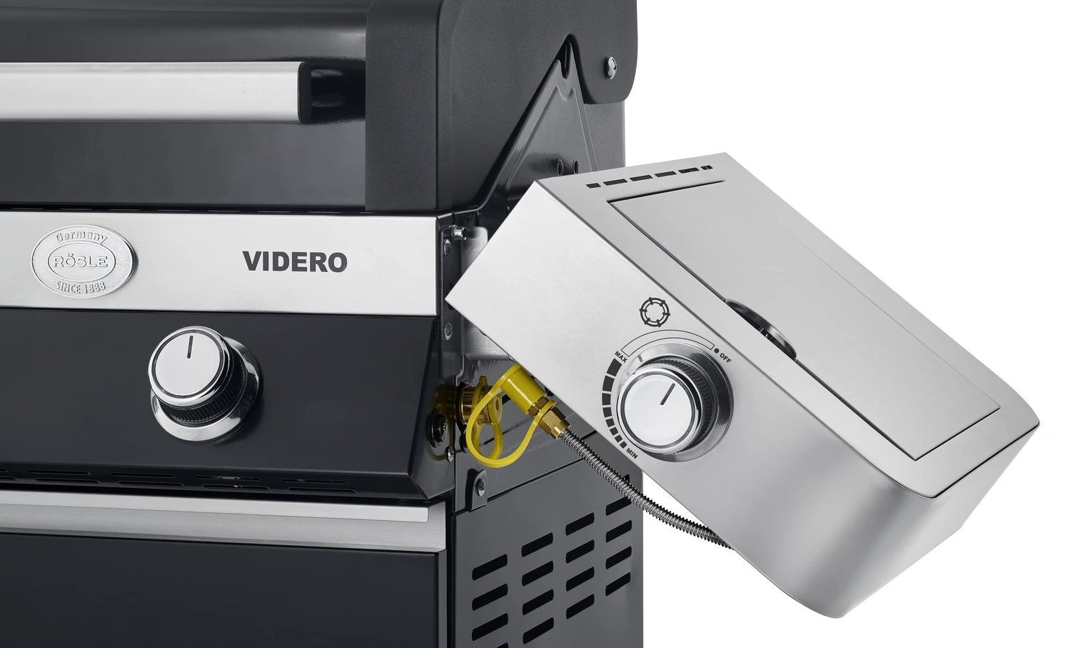 Rösle Gasgrill Videro G4-S VARIO+ Schwarz - Modell 2023 - X-DEAL Inkl. Abdeckhaube, Grillplatte Und Drehspieß 8 Rösle Gasgrill Videro G4-S VARIO+ Schwarz - Modell 2023 - X-DEAL Inkl. Abdeckhaube, Grillplatte Und Drehspieß - Image 8