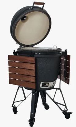 The Bastard Keramikgrill Urban Large - Complete - Schwarz Matt - Modell 2023 -Grill Welt Geschäft The Bastard Urban Large Keramikgrill BU201 Deckel offen