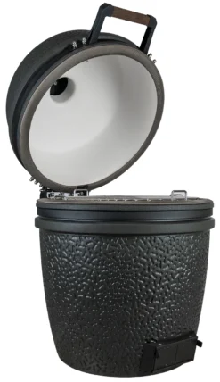 The Bastard Keramikgrill VX Large - Solo - Schwarz Matt - Modell 2023 -Grill Welt Geschäft The Bastard VX Keramikgrill Large Solo offen links